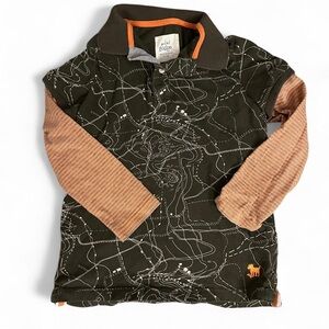 Mini Boden Kids' Polo with Brown and Orange Design